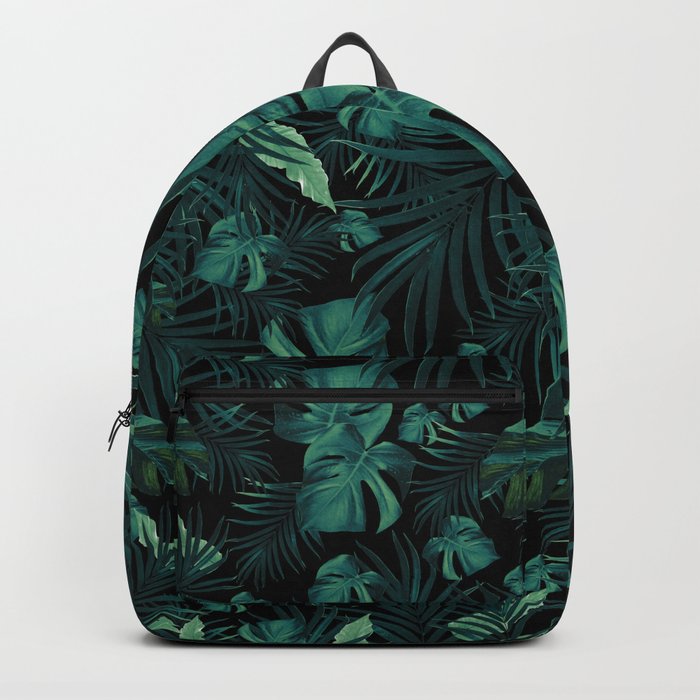 Tropical Jungle Night Leaves Pattern #1 (2020 Edition) #tropical #decor #art #society6 Backpack