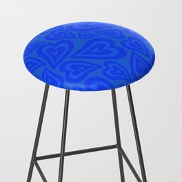 Retro Love Swirl - Bright True Blue Bar Stool