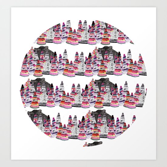 Bear and macaroons! Art Print