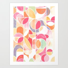Pastel Paint Washed Modern Geometric Art Print