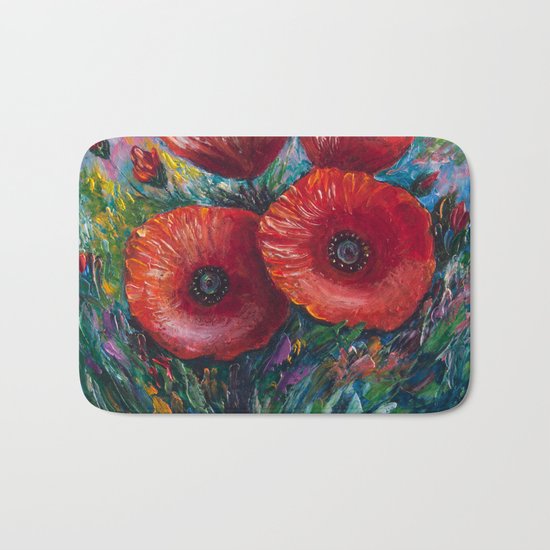 Red Poppies Bath Mat