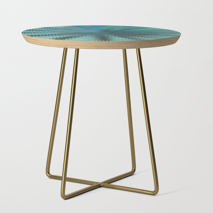 Turquoise Green Circular Zigzag Side Table