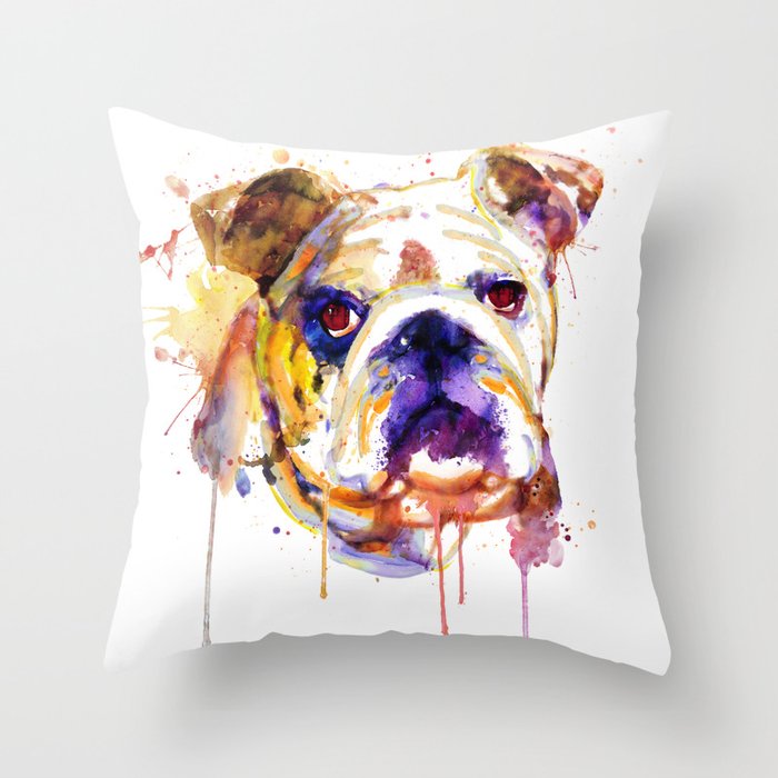 English Bulldog Head Throw Pillow