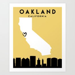 OAKLAND CALIFORNIA LOVE CITY SILHOUETTE SKYLINE ART Art Print