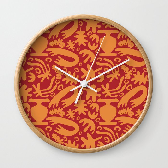 Abstract seamless pattern shape henry matisse with algae and leaves. Wall Clock