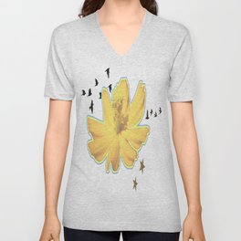 yellow flower V Neck T Shirt