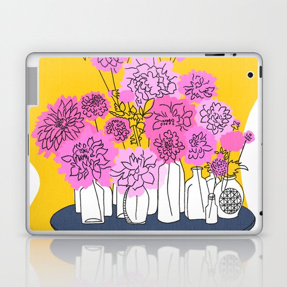Retro Spring Flowers Bouquet Pink and Orange Laptop & iPad Skin