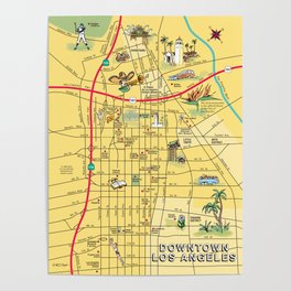 Downtown Los Angeles map Poster