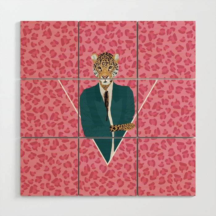 Pink Feline Wood Wall Art