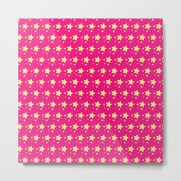 Aden | Yellow and Pink Stars Pattern Metal Print
