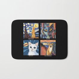 Artistic Cats: Aesthetic Bliss for Art History and Cat Lovers (white text version) Bath Mat