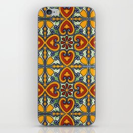 Flor TILE Talavera yellow hearts mexican authentic decoration iPhone Skin