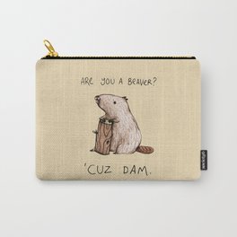 Dam Carry-All Pouch | Beaver, Cute, Illustration, Sassy, Woodland, Valentine, Dam, Log, Funny, Adorable 