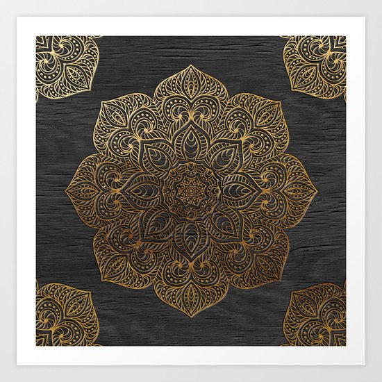 Wood Mandala - Gold Art Print