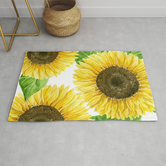 Sunflowers watercolor Rug