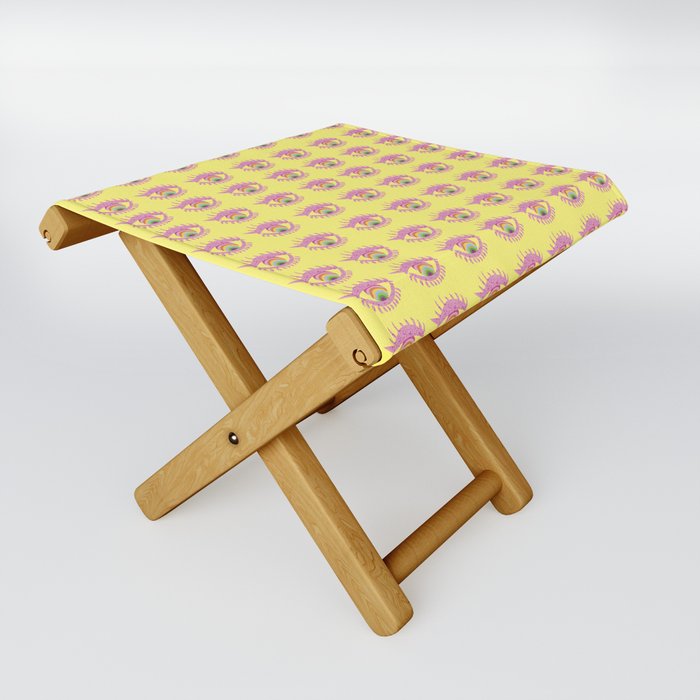 Rainbow Eyes Pattern - Small Yellow Folding Stool