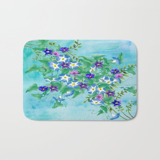 Watercolor Spring Bouquet Bath Mat