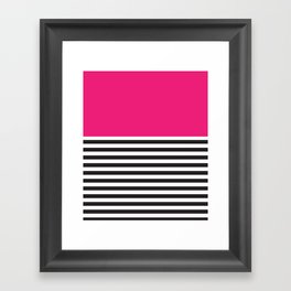 Hot Pink Magenta and Black and White Stripe Framed Art Print
