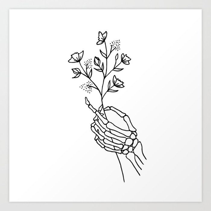 Skeleton Hand Holding Wildflowers Design Art Print By La Petite Mesange Society6