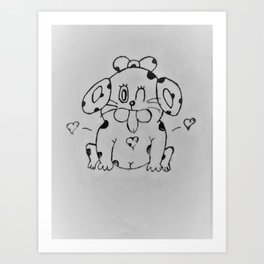 Princess JoJo Art Print | Funny, Cute, Smile, Simple, Animal, Drawing, Pencil, Dog, Digital 