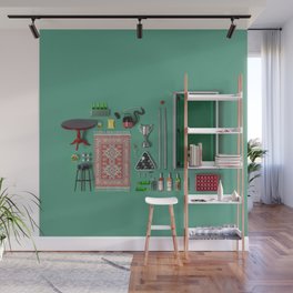 Dollhouse inventory / dark green Wall Mural