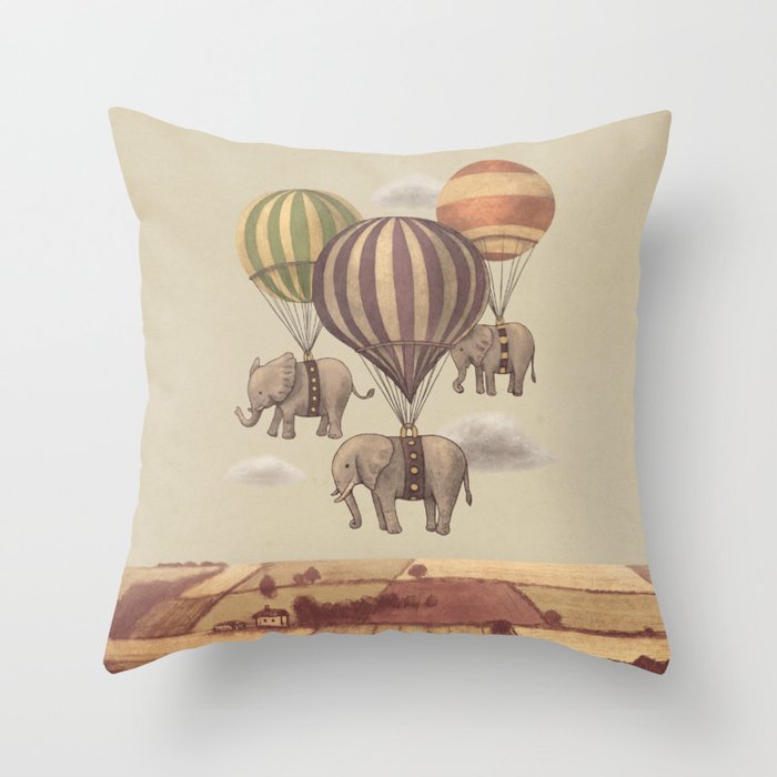 Flight of The Elephants Throw Pillow