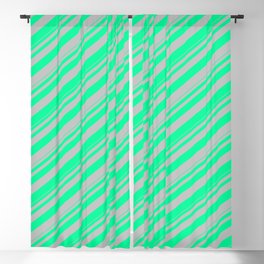 [ Thumbnail: Green & Grey Colored Lines Pattern Blackout Curtain ]