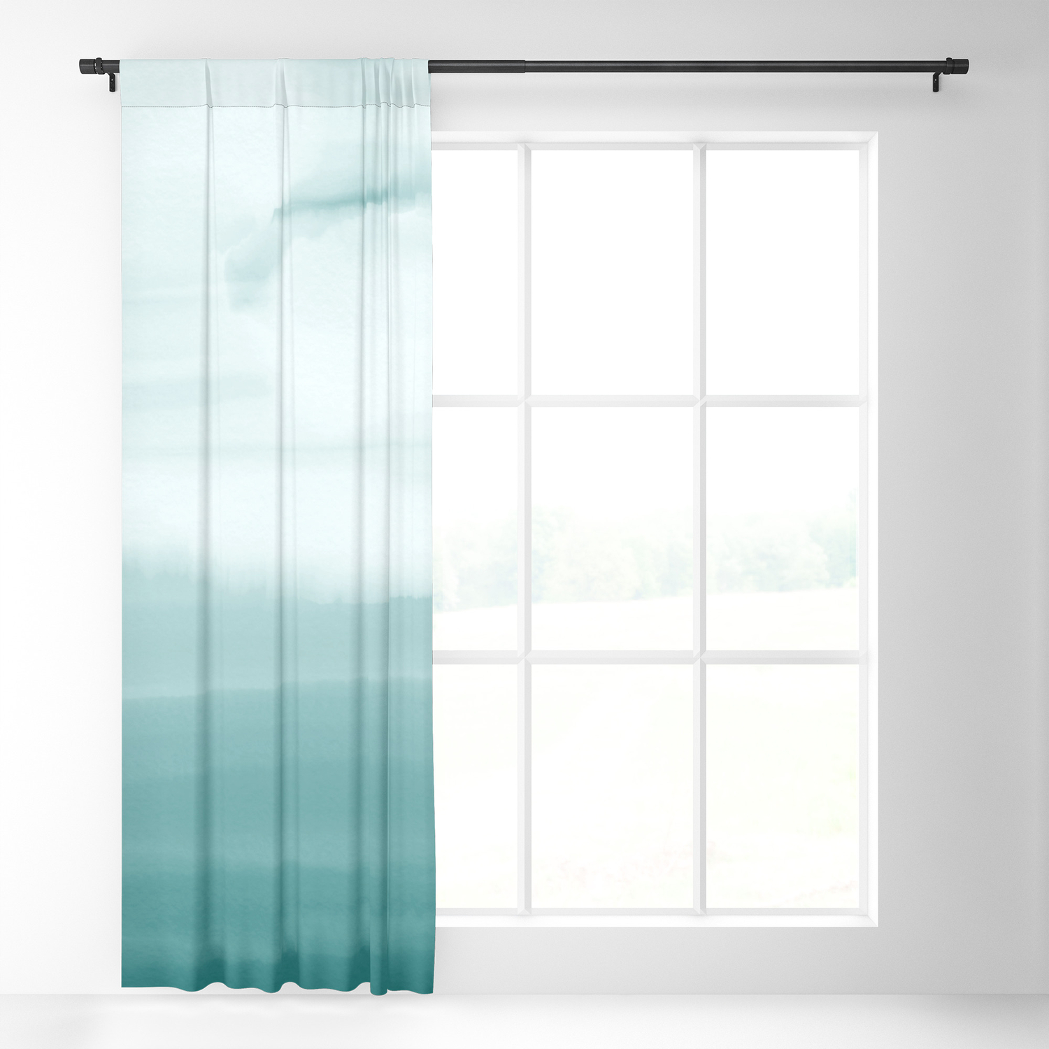 Ocean Sky Surf Waves Teal Blue Green Water Clouds Watercolor