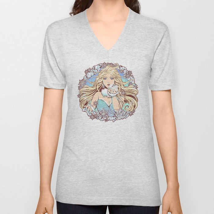 Goddess of Winter by Ladykylie V Neck T Shirt
