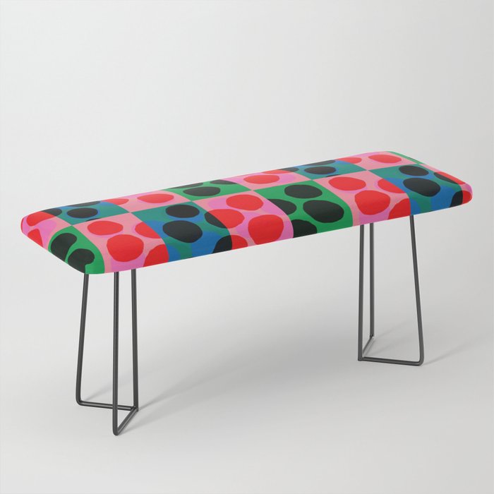 Abstract Modern Psychedelic Dots Hot Pink Bench