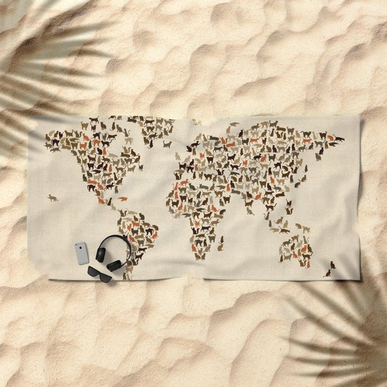 Cats Map Of The World Map Beach Towel By Artpause Society6
