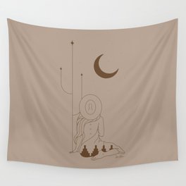 Talking to the Moon - Taupe & Rust Wall Tapestry