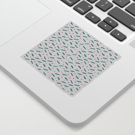 Christmas branches and stars - teal and red Sticker
