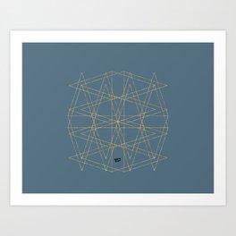 Construction Blue Gold #kirovair #minimal #minimalism #buyart #design Art Print