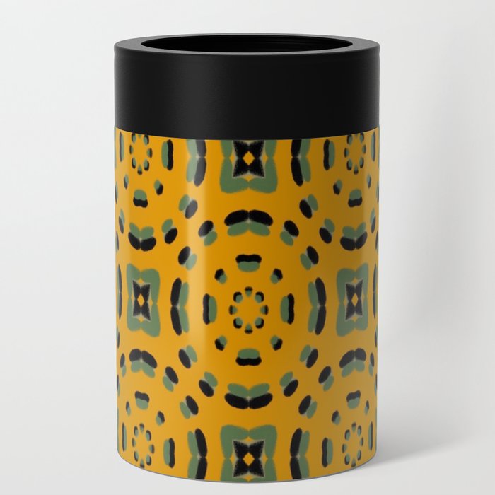 Ovals - Teal and Gold Can Cooler