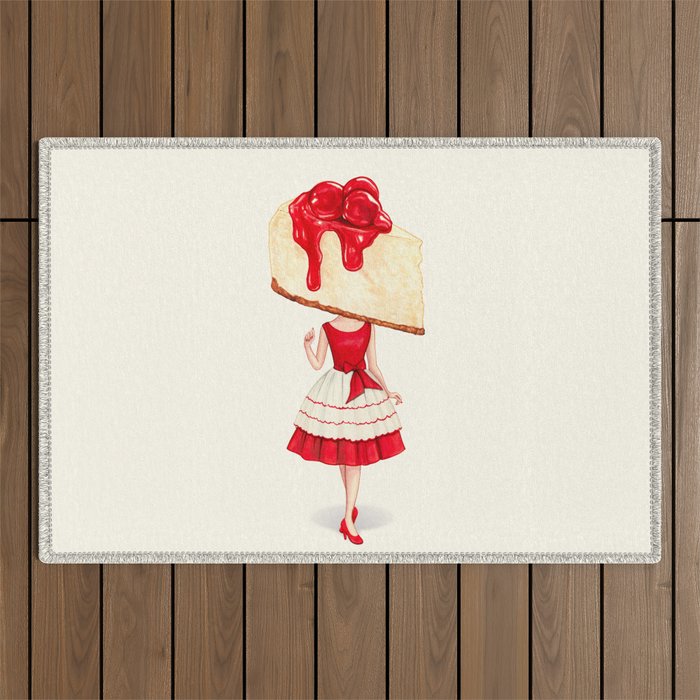 Cake Head Pin-Up: Cherry Cheesecake Outdoor Rug