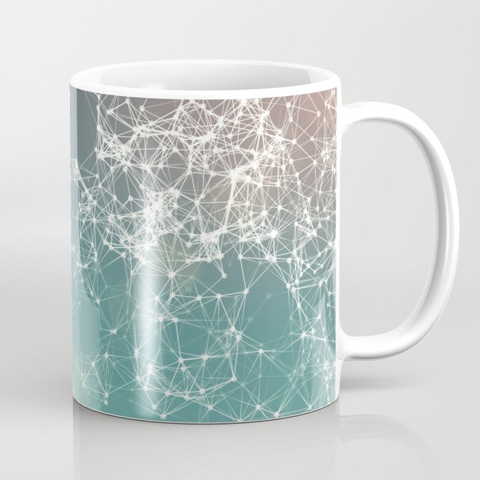 Fresh summer abstract background. Connecting dots, lens flare Coffee Mug