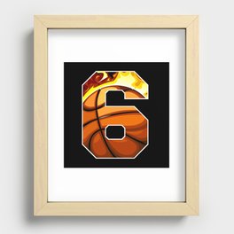 Boys Personalized Custom Number 6 Basketball Recessed Framed Print