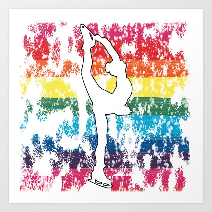 Figure Skating Silhouette On A Rainbow Pride Graphic Background Art Print By Purposelydesigned Society6