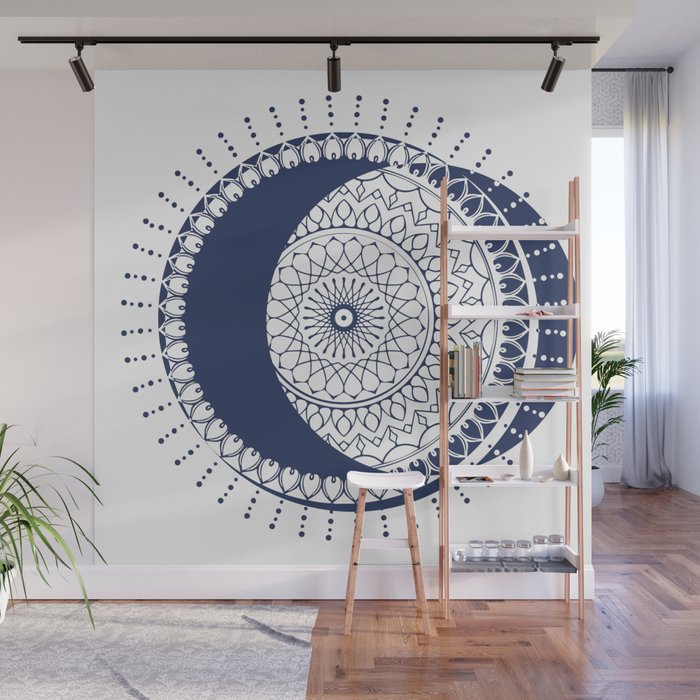 Moon Mandala (Dark Blue) Wall Mural