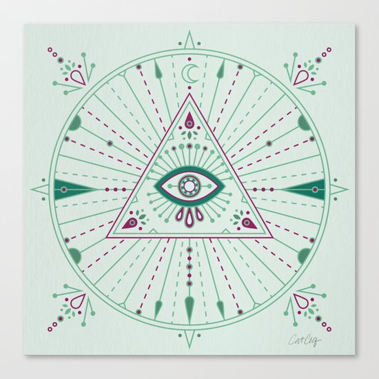 Evil Eye Mandala – Mint Canvas Print