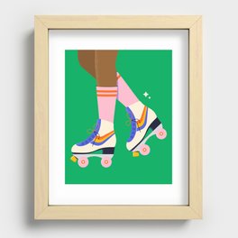 Vintage Roller Skater girl Recessed Framed Print