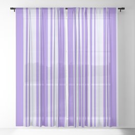 [ Thumbnail: Purple and Lavender Colored Striped Pattern Sheer Curtain ]