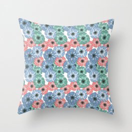 pastels on white floral poppy arrangements Throw Pillow