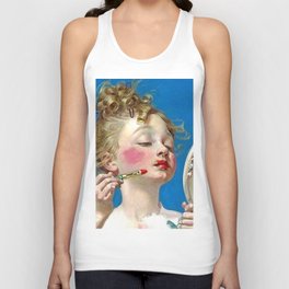 Lippy Tank Top | Watercolor, Oil, Lipstick, Makeup, Girl, Graphicdesign, Lippy, Mirror, Pop Art, Vintage 