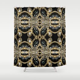  art deco jewelry bohemian champagne gold black rhinestone Shower Curtain