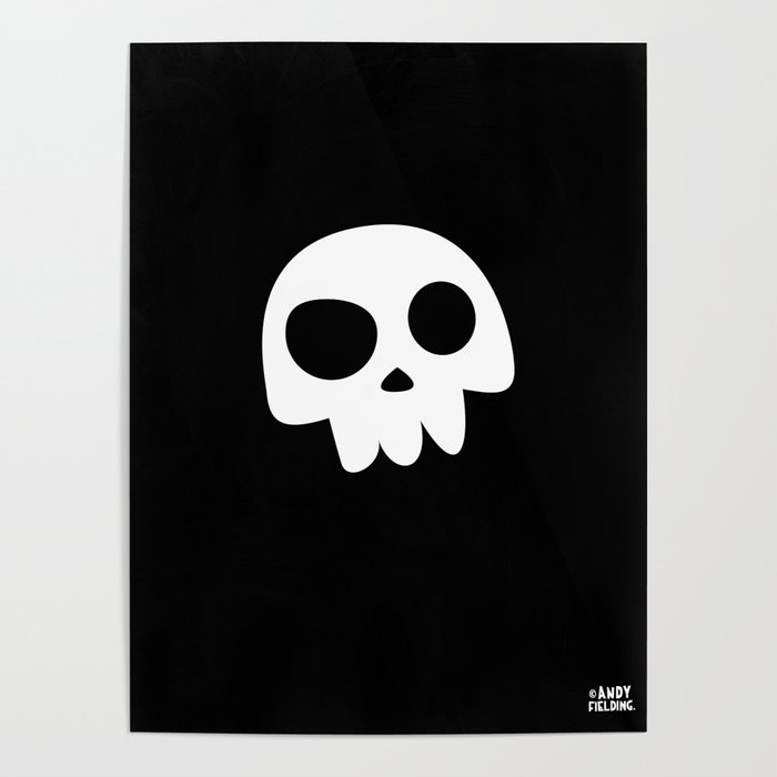 Skull Head logo with Three Teeth | Bones, white, pirates, symbolism, mortality, death, Halloween Poster