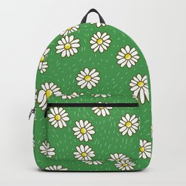 Daisy Flowers Backpack | Grass, Graphicdesign, Green, Springdaisypattern, Retro, Springflowers, Cartoonflowers, Daisyflowers, Cartoonpattern, Springpattern 