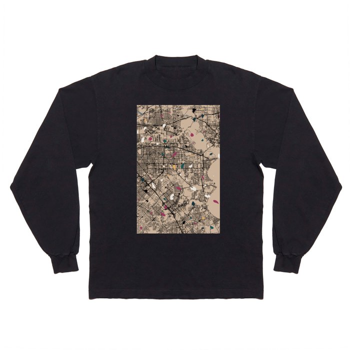 USA, Pasadena - Terrazzo Pattern City Map Long Sleeve T Shirt
