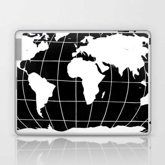 Map of the World in Black Laptop & iPad Skin